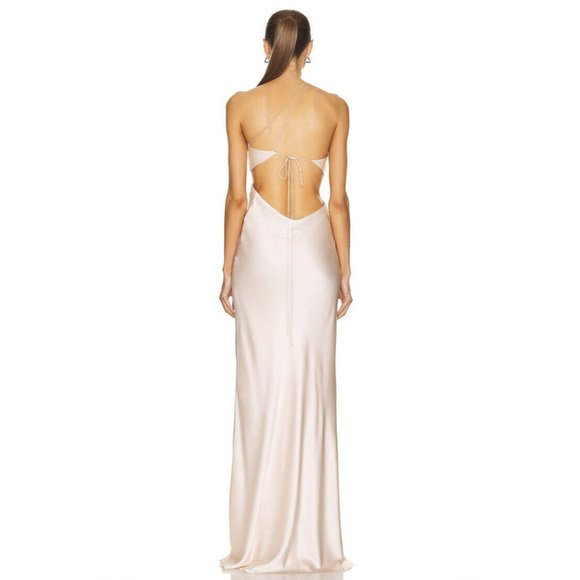 The Sei Slant Bias Gown Pearl White Silk Party Cocktai - Picture 4 of 4